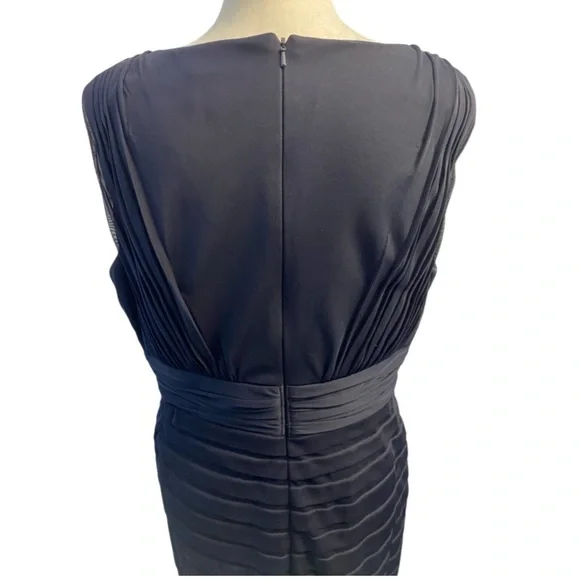 Adrianna Papell Navy Blue Lace Detail Tiered Dress Sleeveless Formal Size 14 - Picture 8 of 11